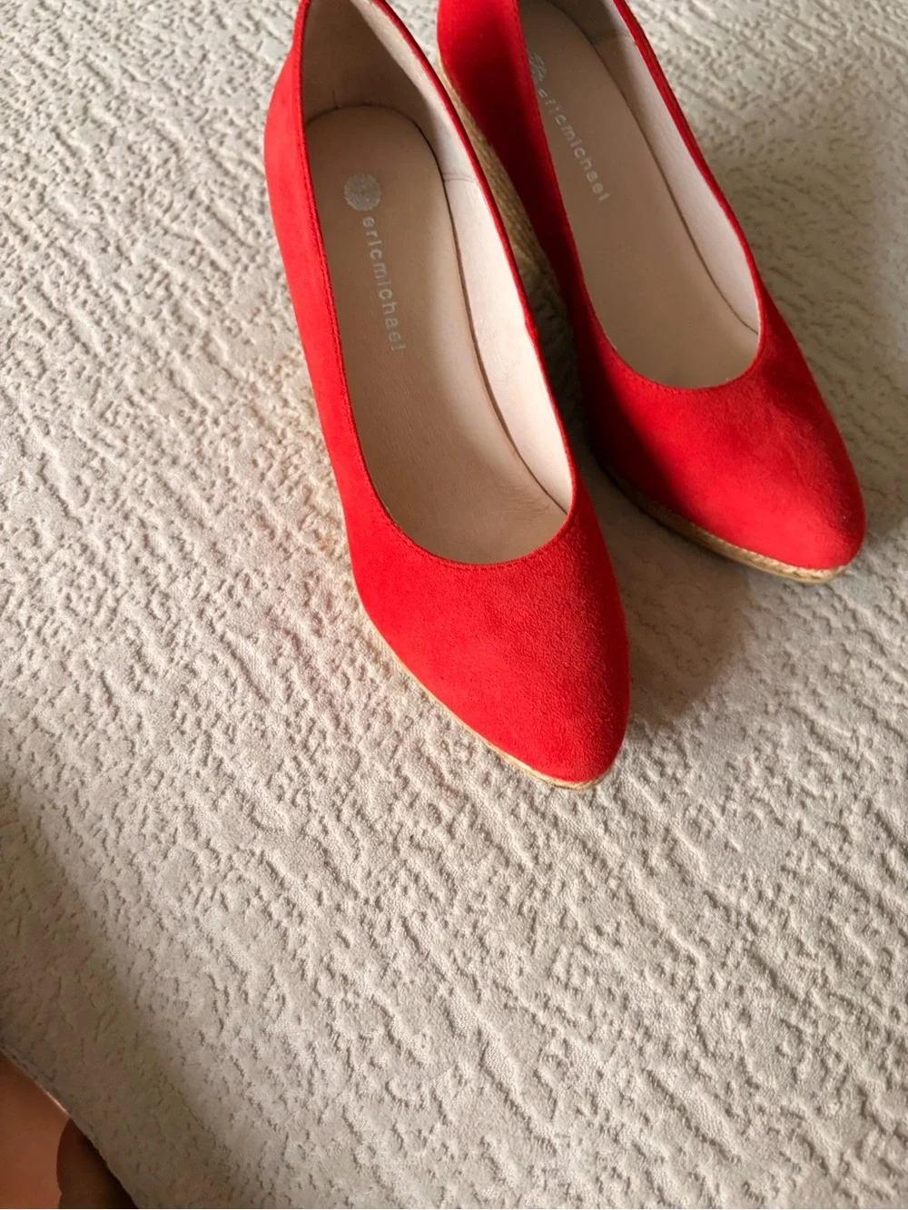 Eric Michael Red Suede Wedge Espadrille